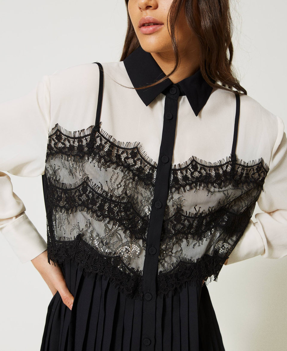 Black lace 2024 shirt dress