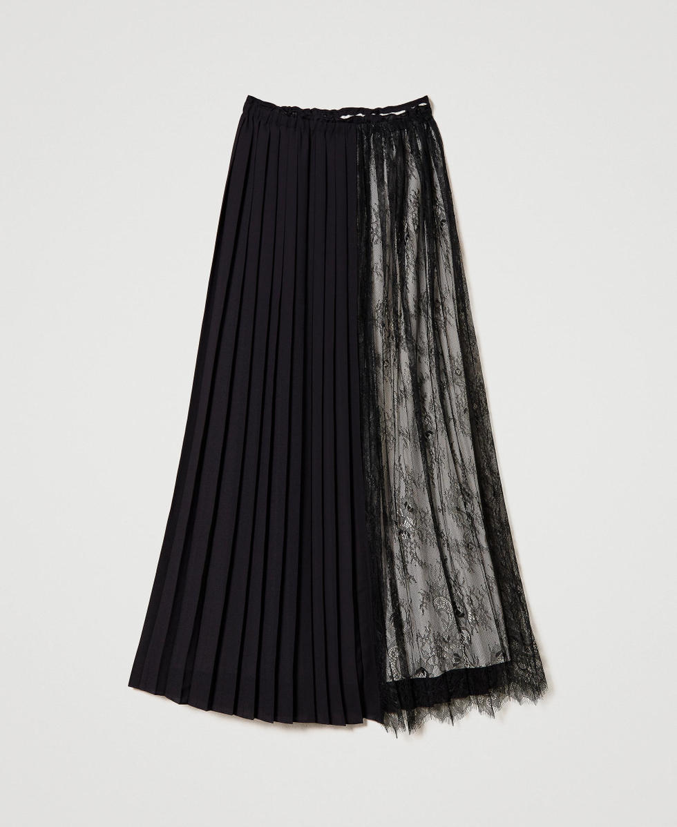 pellicule sweat lace pleats skirt ブラック sweat lace pleats skirt｜PELLICULE | ぺリキュール