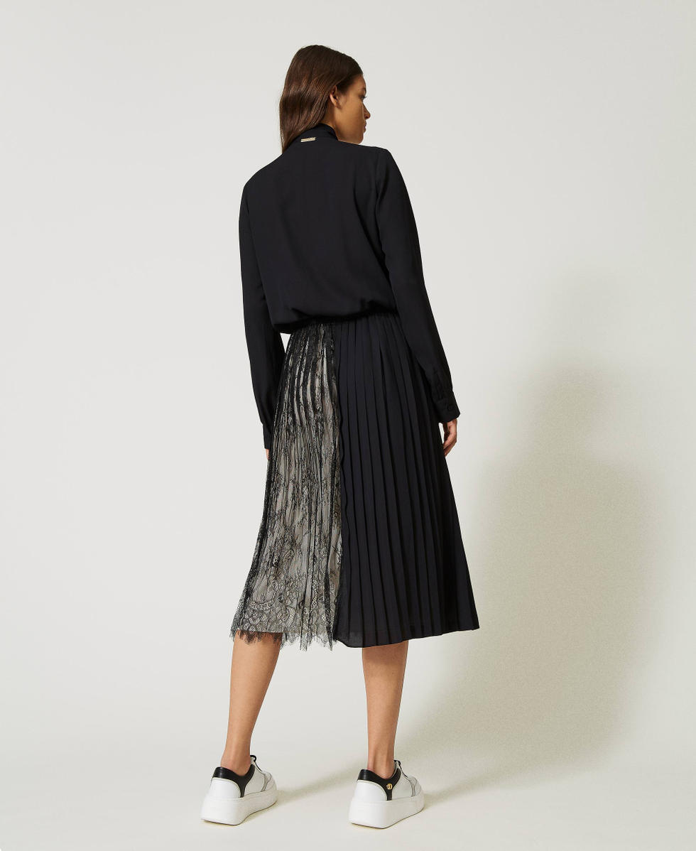 Midi georgette and lace dress