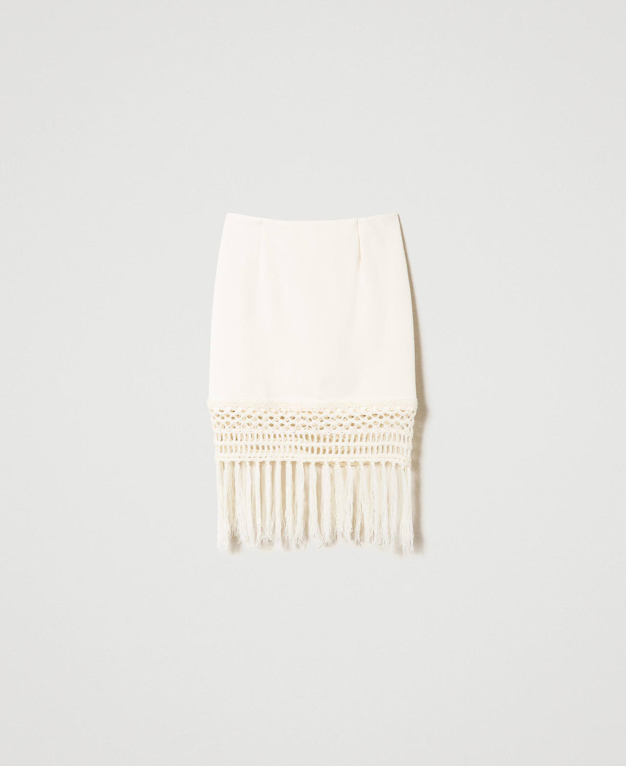 Plush fabric miniskirt with fringes