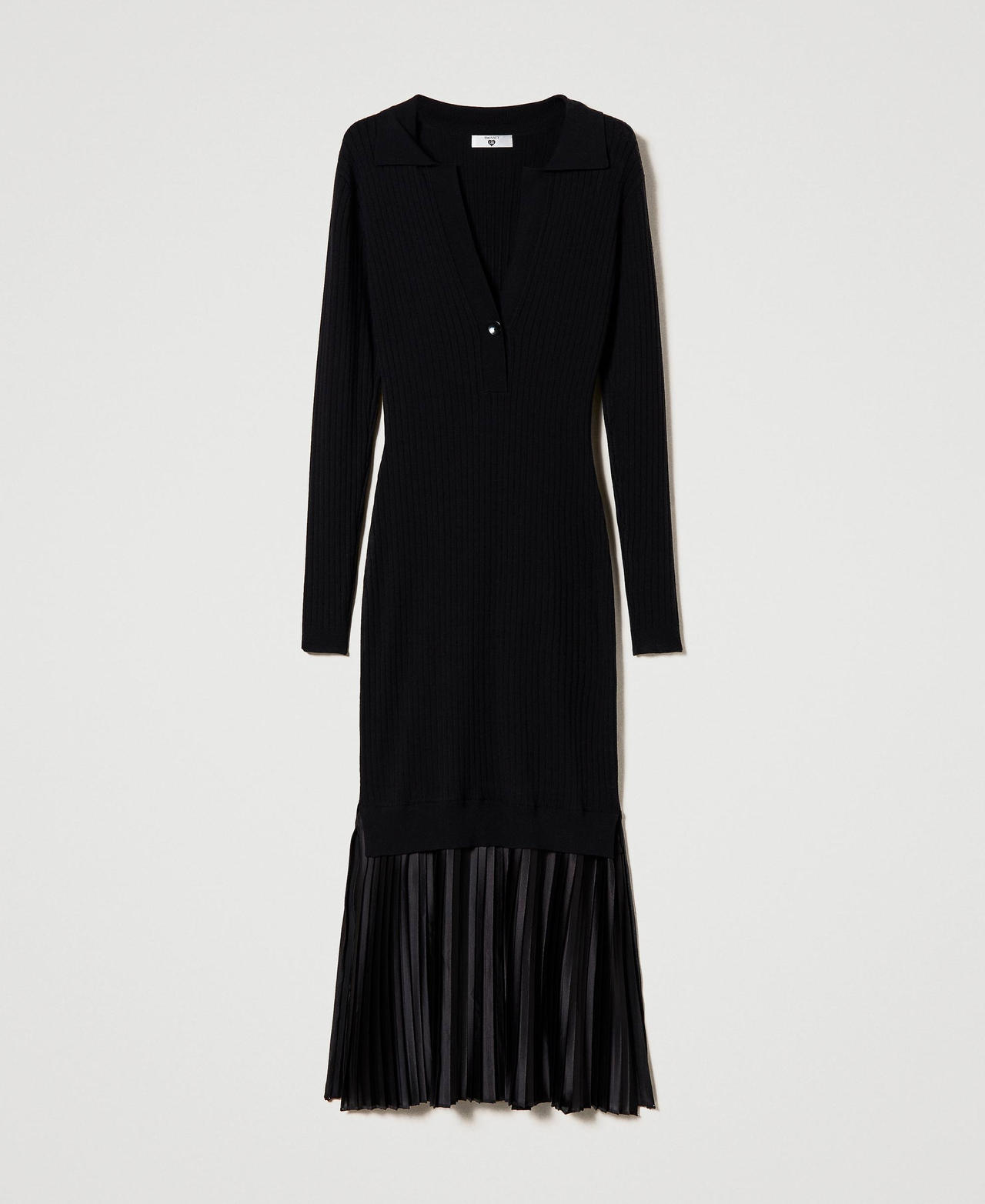 Длинное платье с плиссированной оборкой Черный женщина 232LI37AA-0S