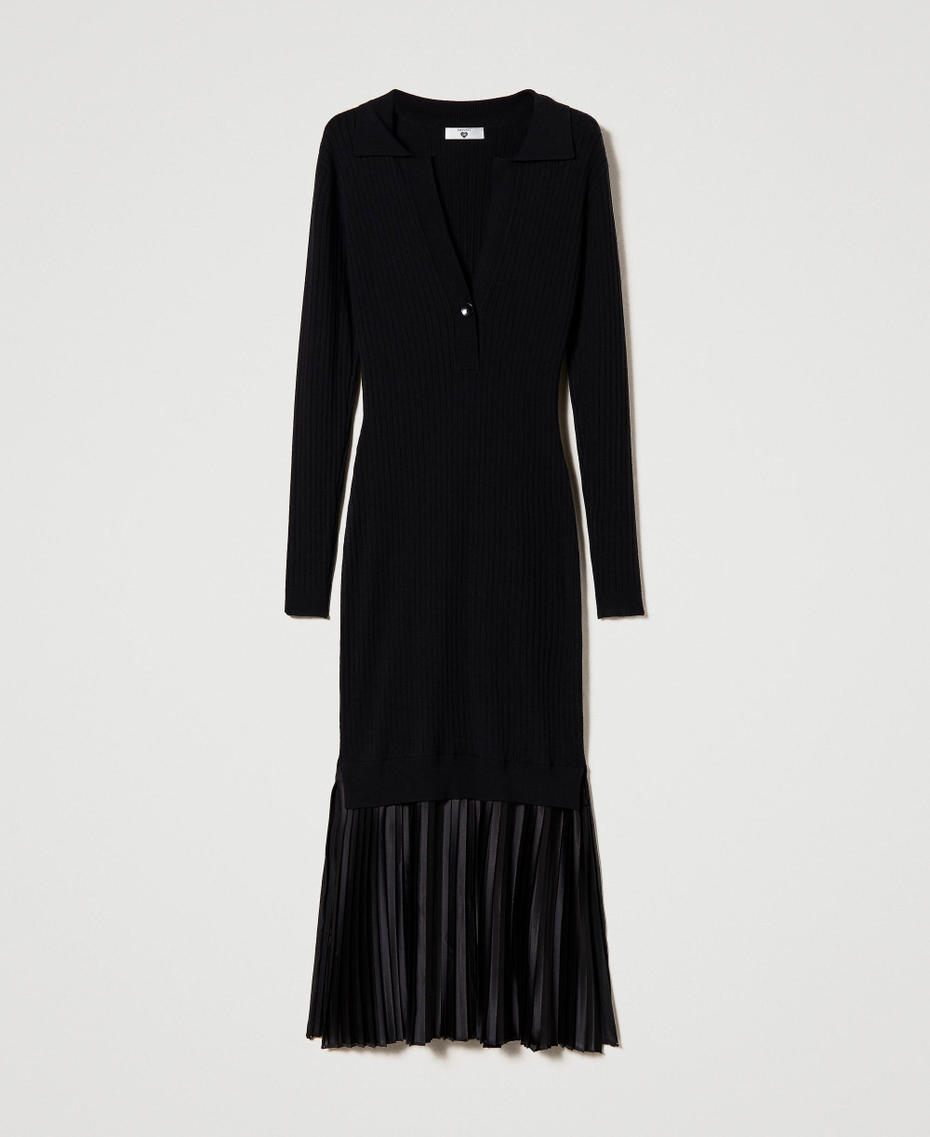 Long dress with pleated flounce Black Woman 232LI37AA_00006_S0