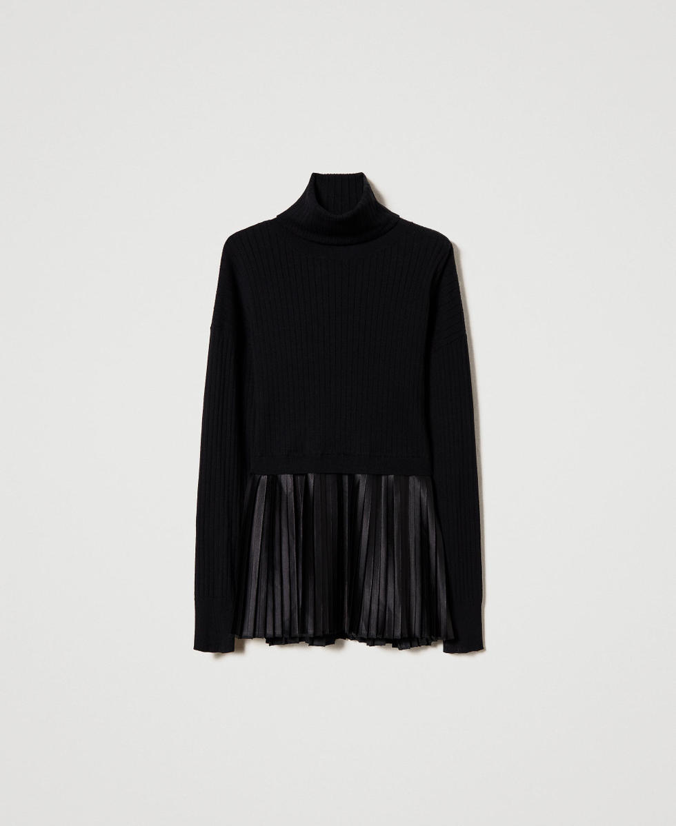 Pull col montant avec volant pliss&eacute;