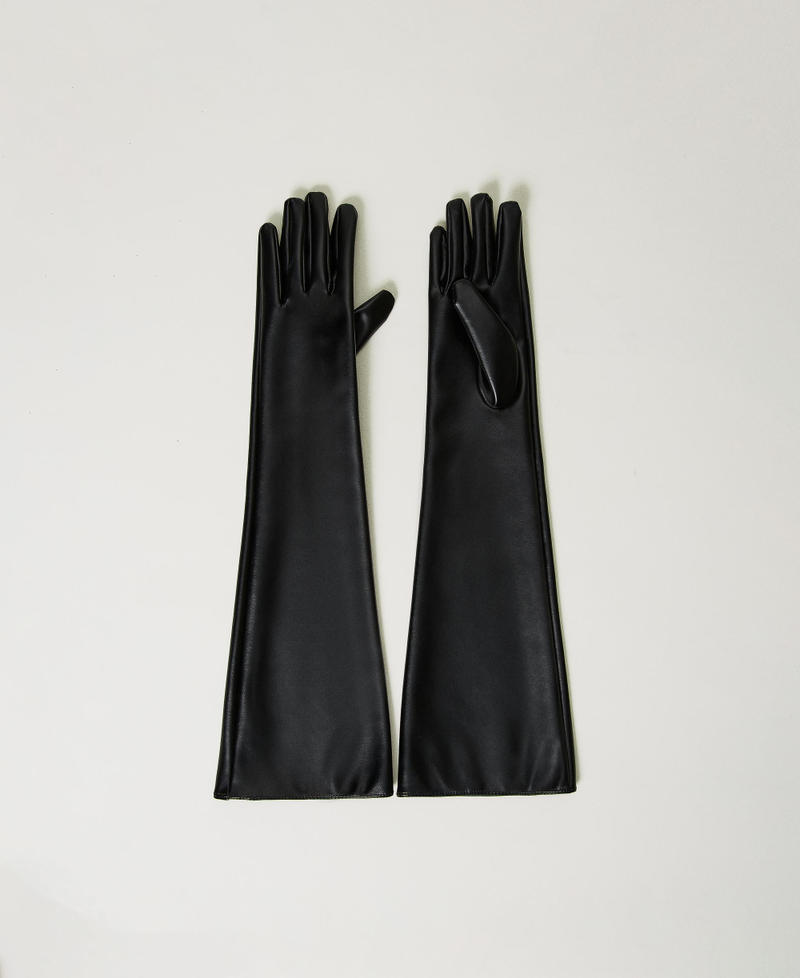 Long leather-like gloves