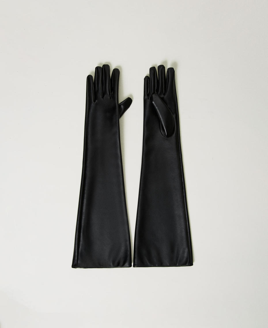Long leather-like gloves