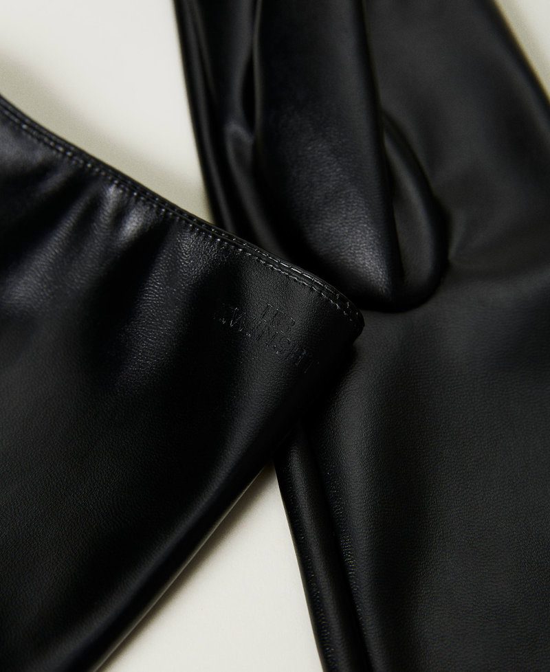 Long leather-like gloves Black Woman 232LI4ANN-02