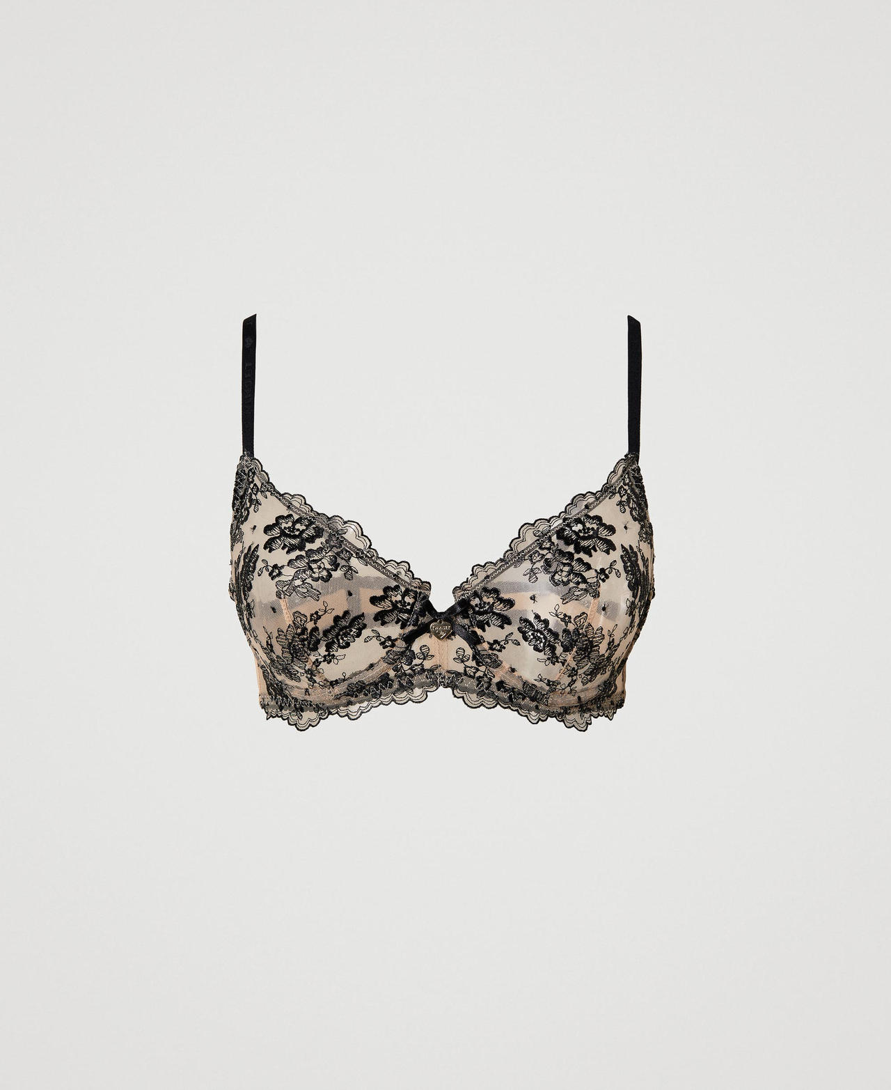 Embroidered tulle underwire bra