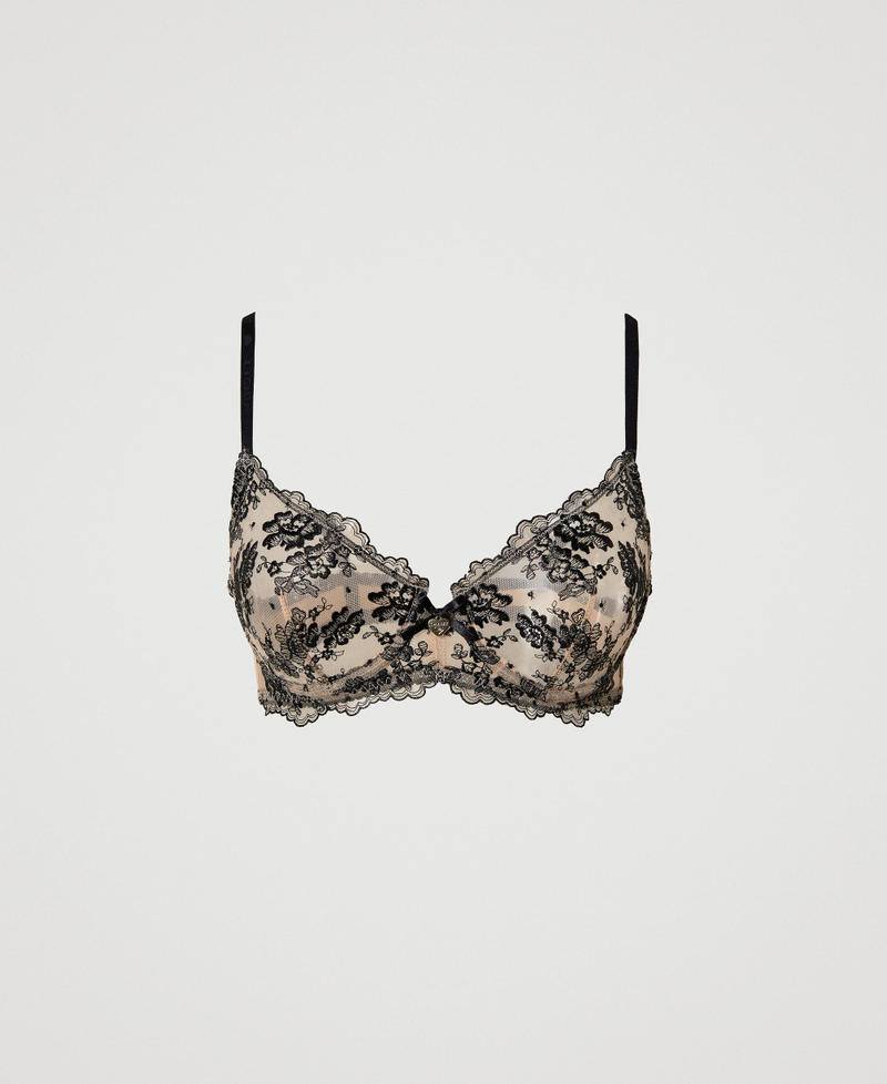 Soutien-gorge à armatures en tulle brodé