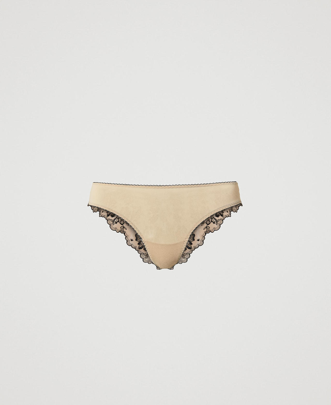 Embroidered tulle Brazilian briefs