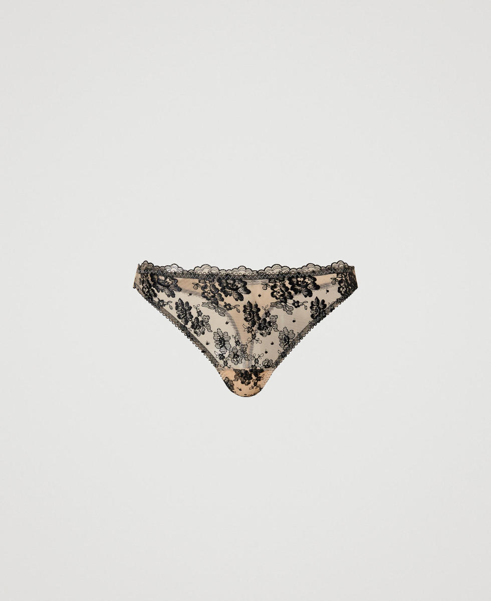 Tanga de tul bordado Mujer Beige TWINSET Milano