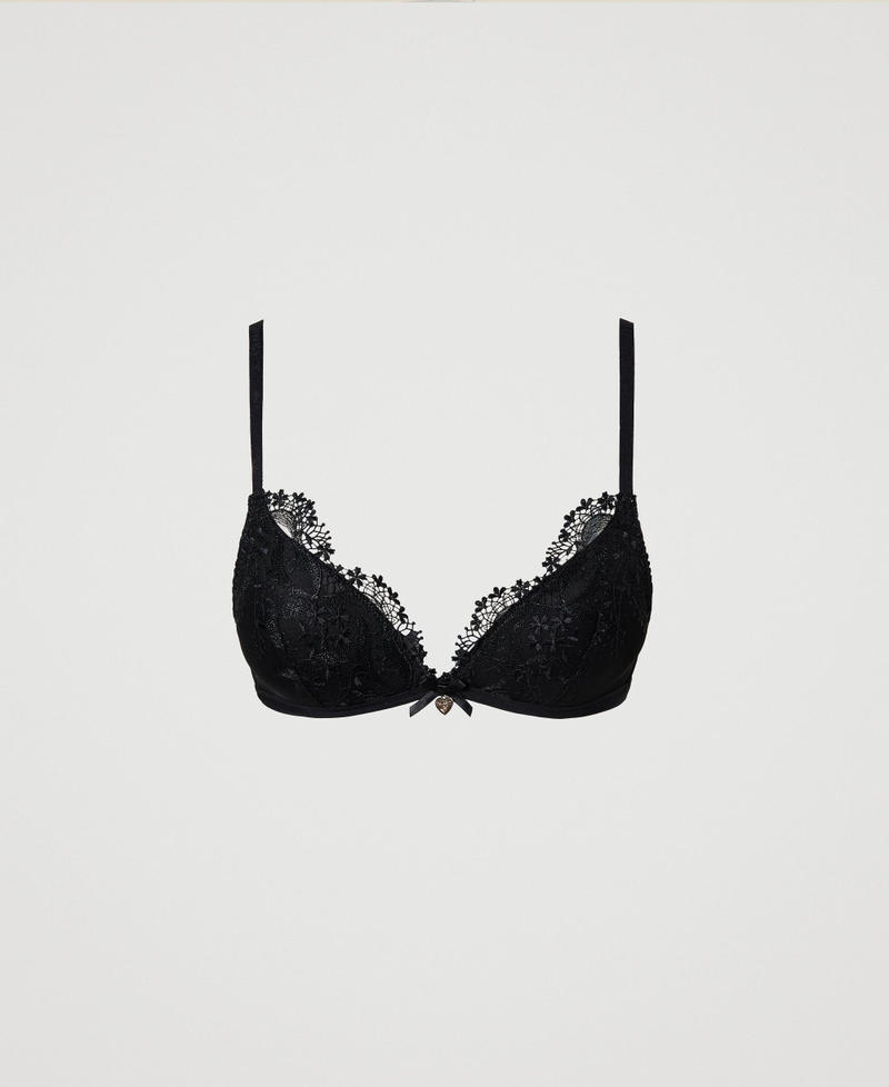 Macram&eacute; tulle triangle bra Black Woman 232LI6B22_00006_S0