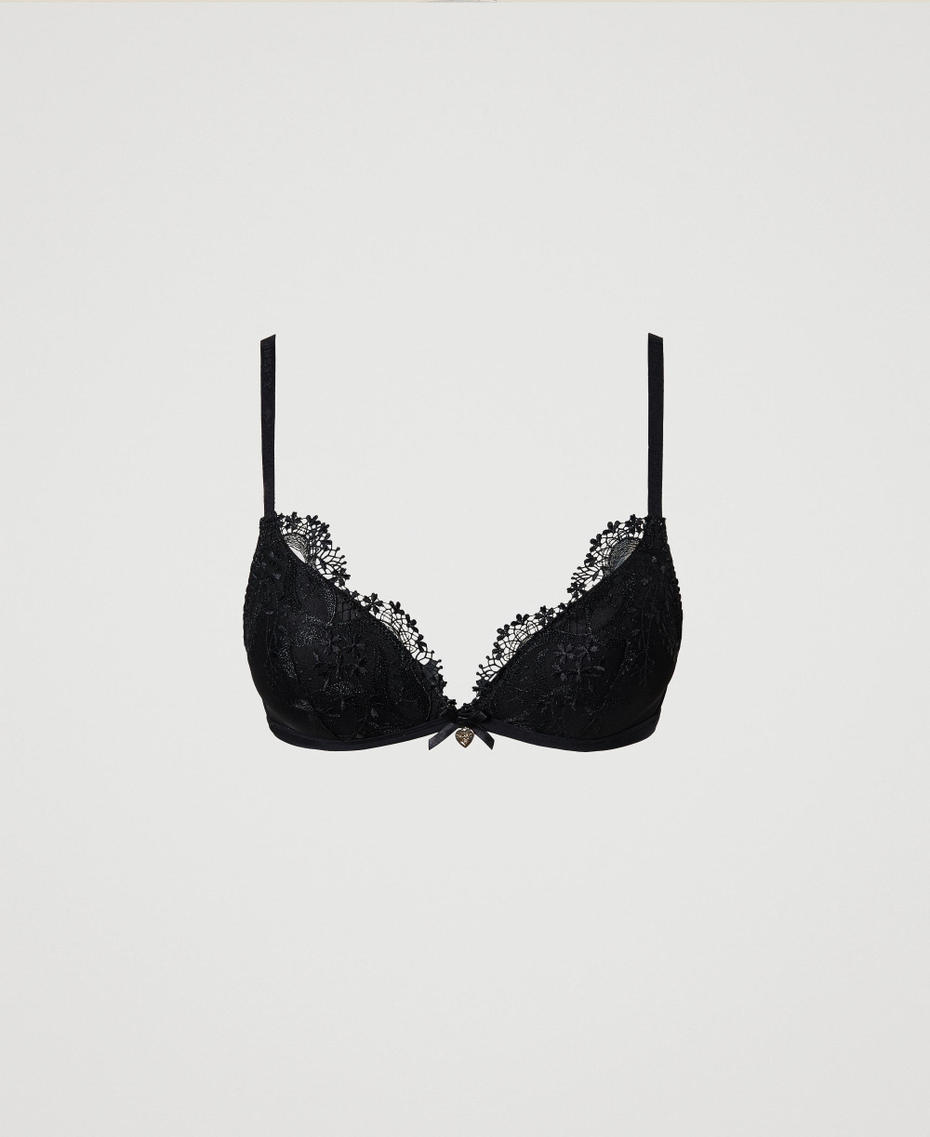 Macram&eacute; tulle triangle bra Black Woman 232LI6B22_00006_S0
