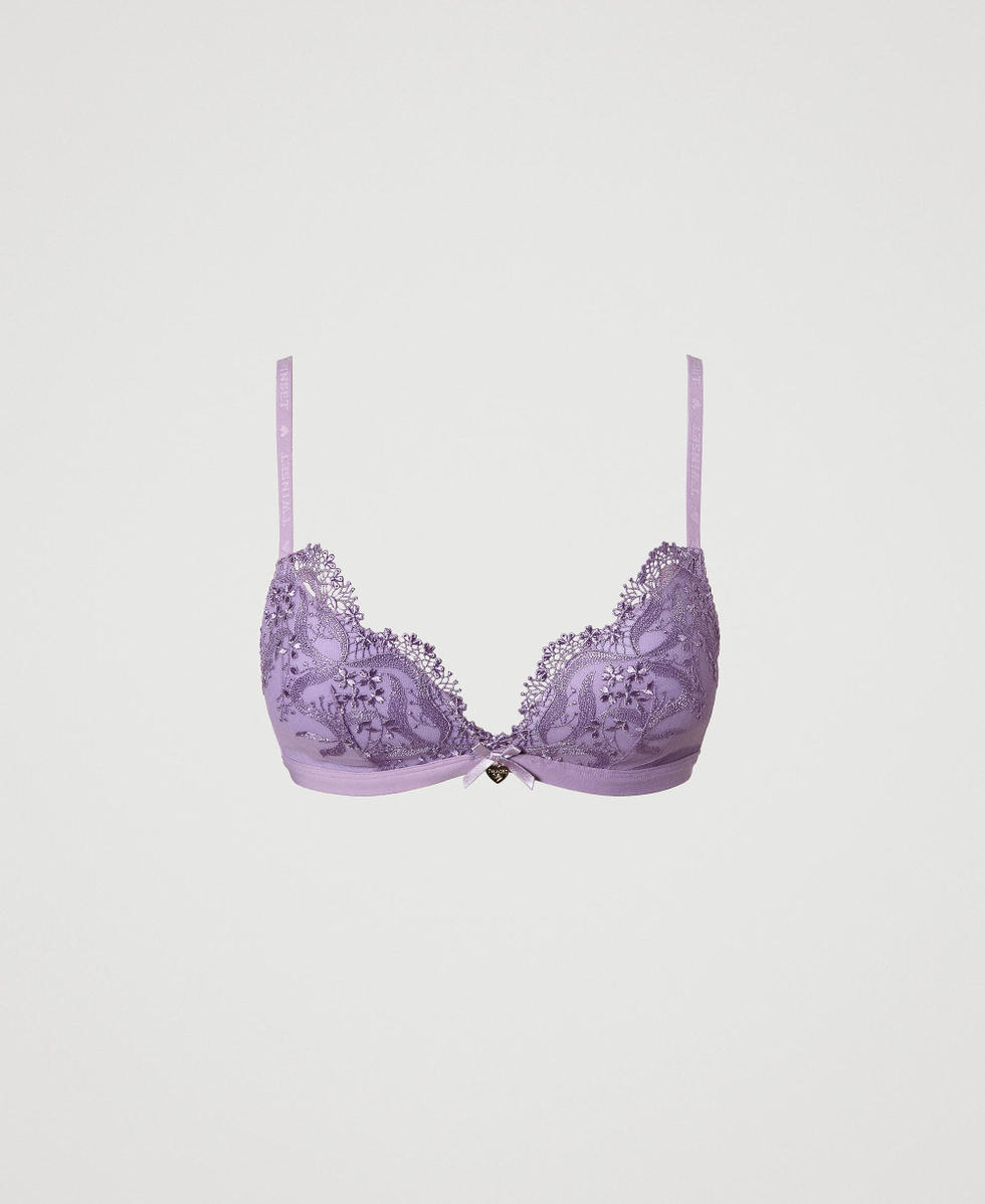 Macram&eacute; tulle triangle bra
