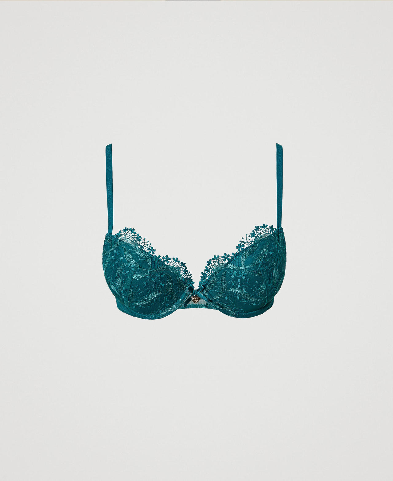 Macram&eacute; tulle push-up bra