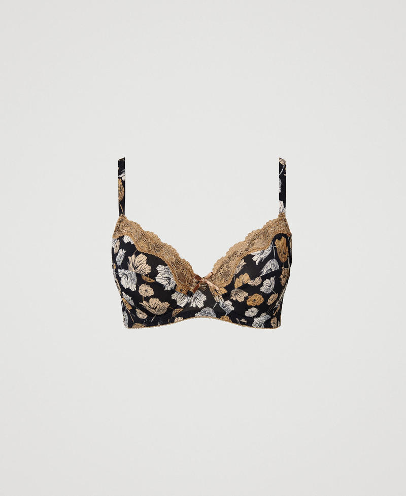 Floral print underwire bra