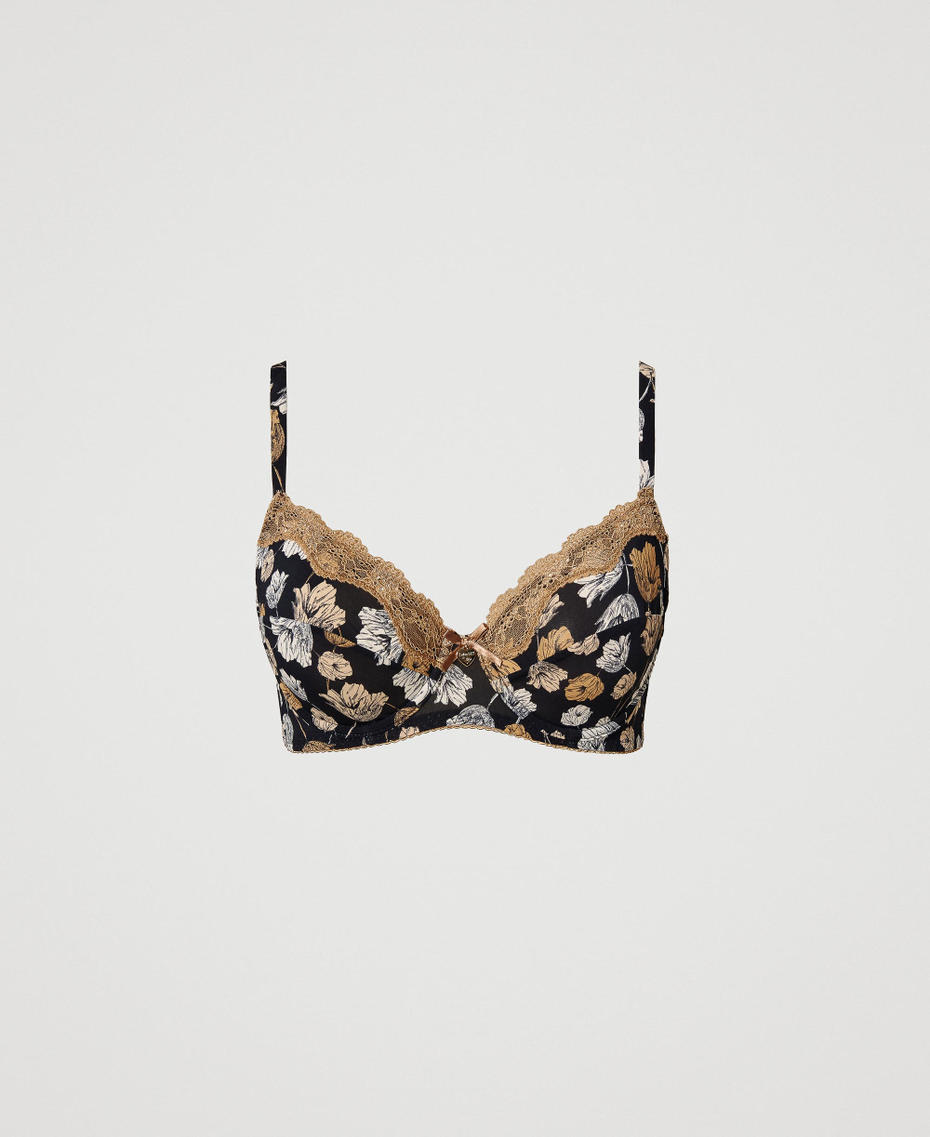 Floral print underwire bra