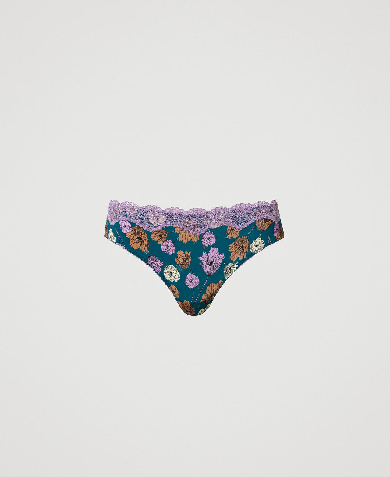Slip brésilien avec imprimé et dentelle