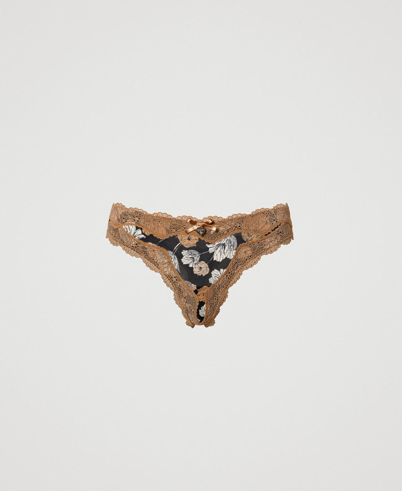 G-string with print and lace
