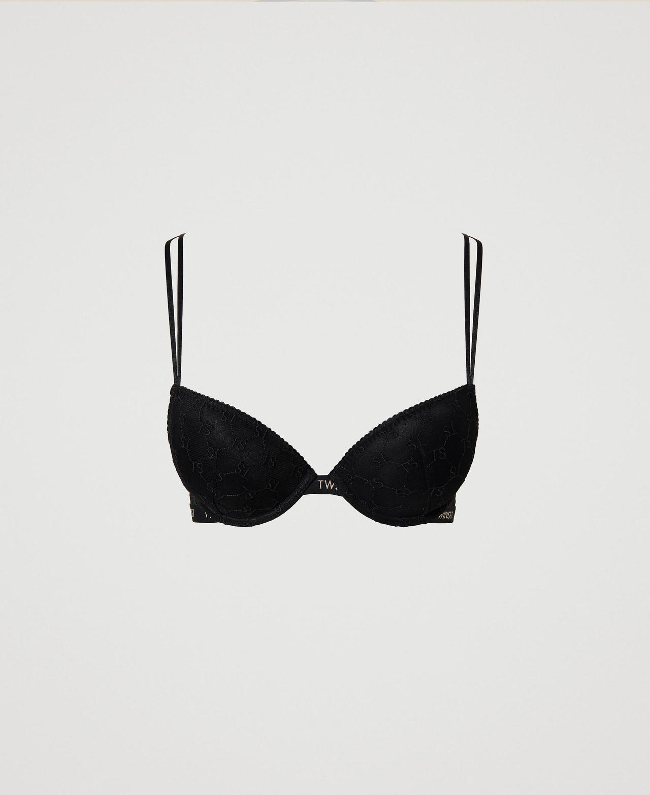 Reggiseno push up con logo ricamato Donna Nero TWINSET Milano