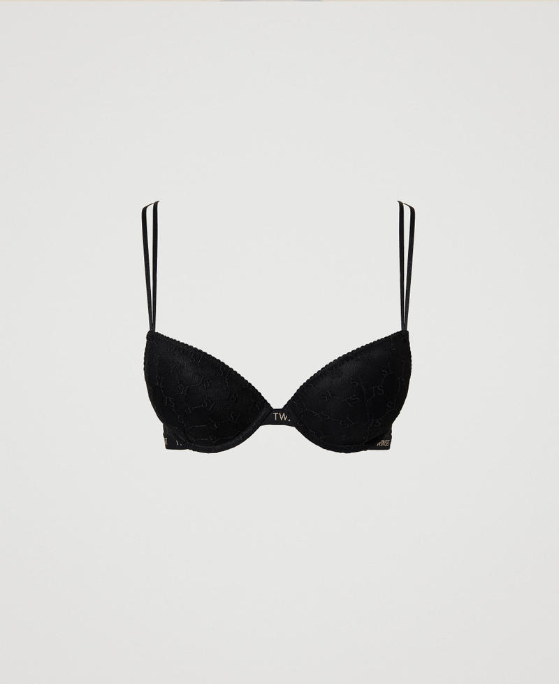 Push-up bra with embroidered logo