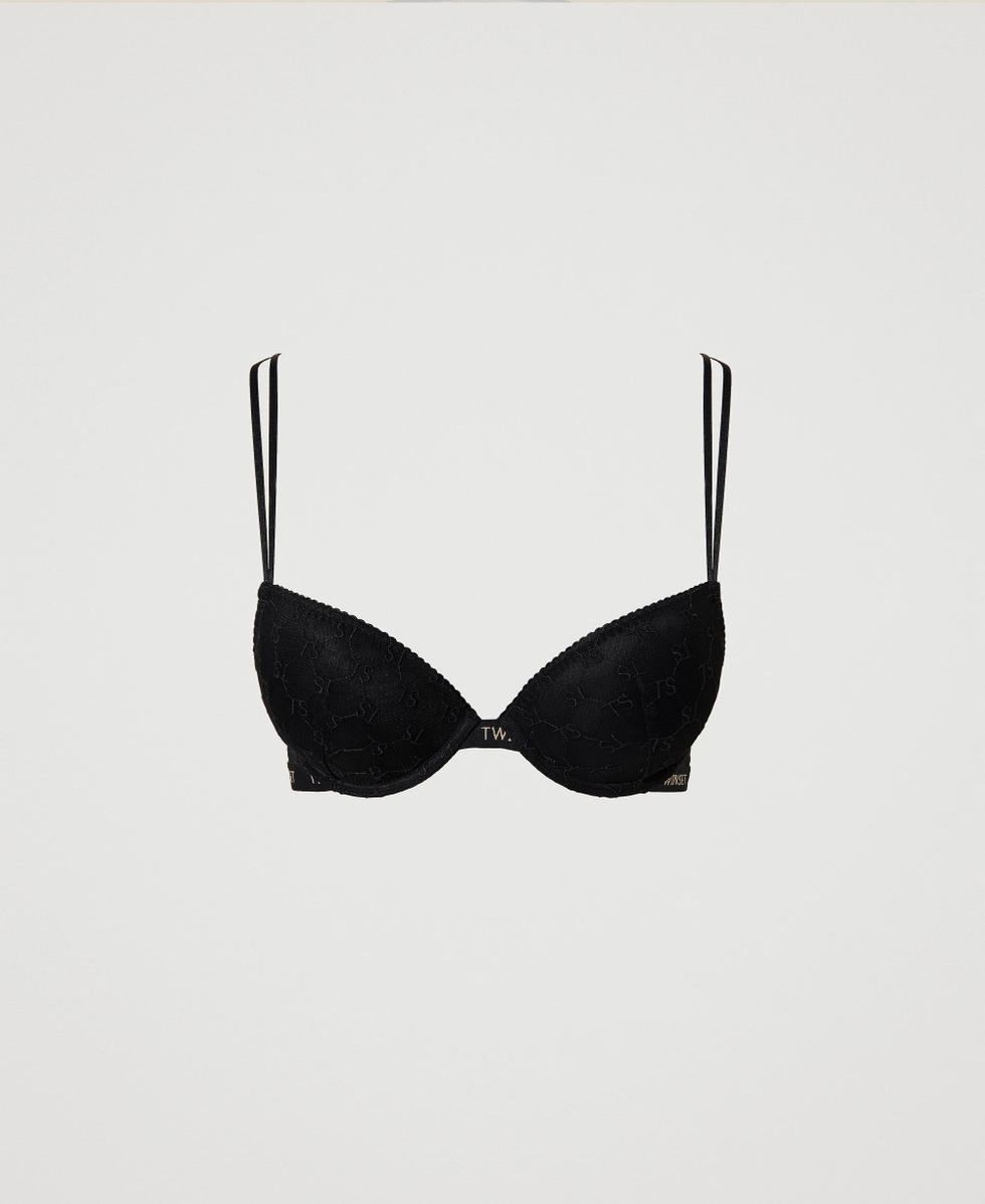 Push-up bra with embroidered logo