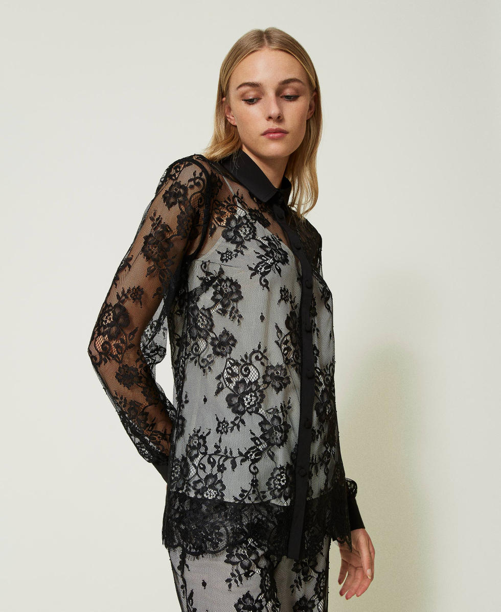 Lace shirt and top Woman Black TWINSET Milano