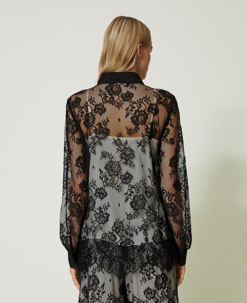 Lace shirt and top Two-tone Black Lace / Mother of Pearl Woman 232LL2BMM-03