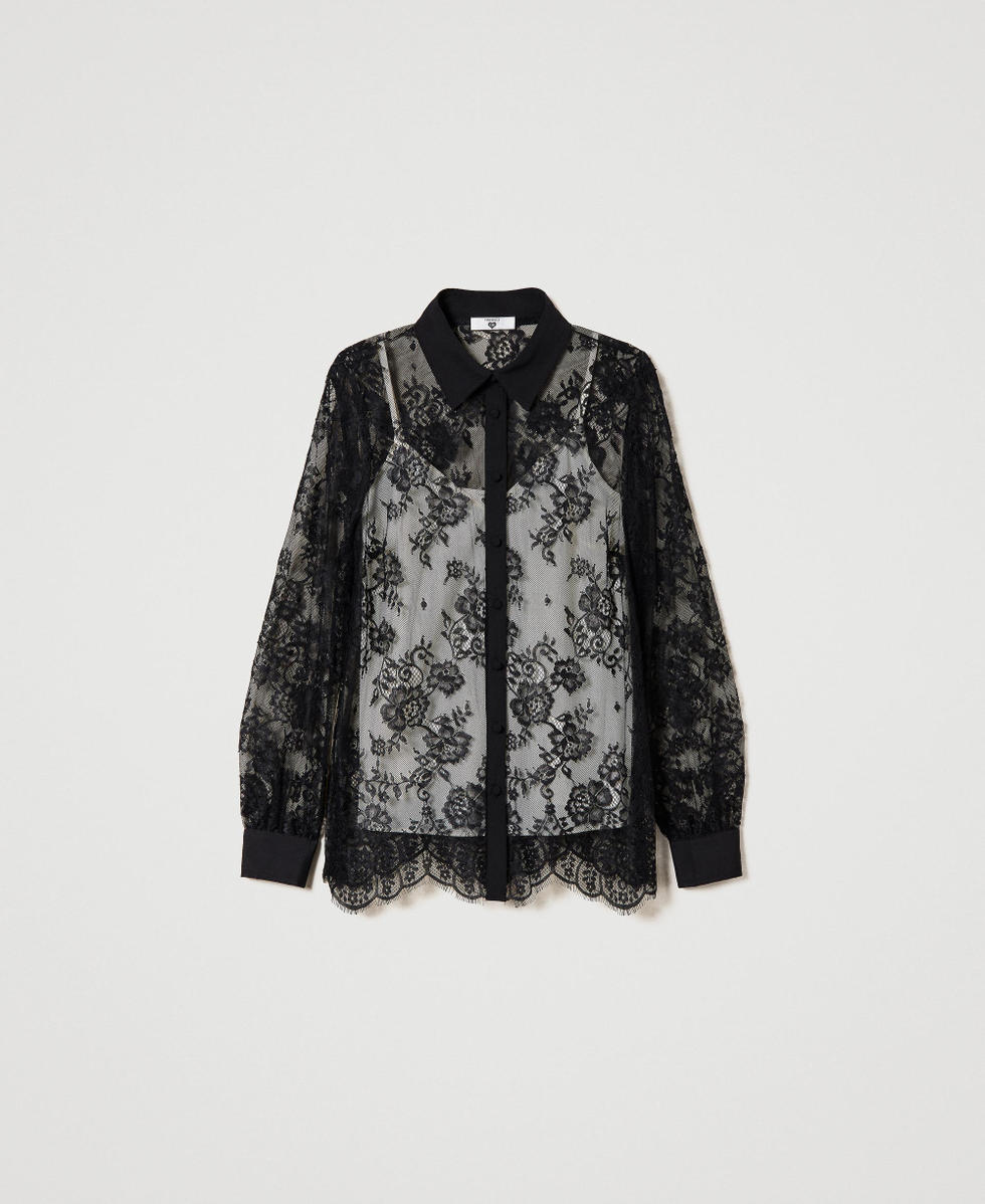 Black lace best sale dress shirt