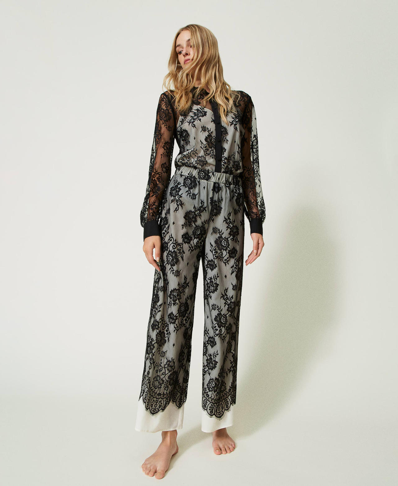 Lace palazzo trousers