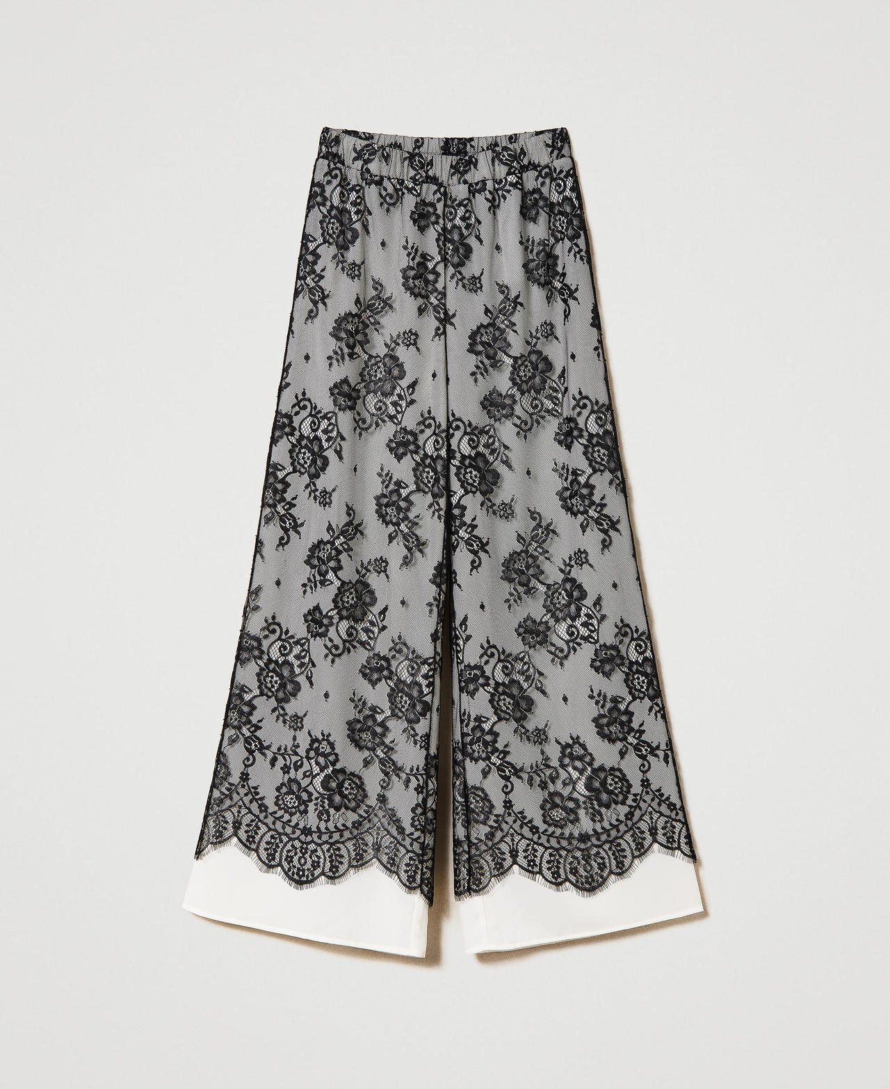 Pantaloni a palazzo in pizzo Donna Nero TWINSET Milano