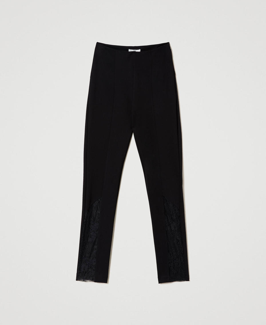 Leggings with lace inserts