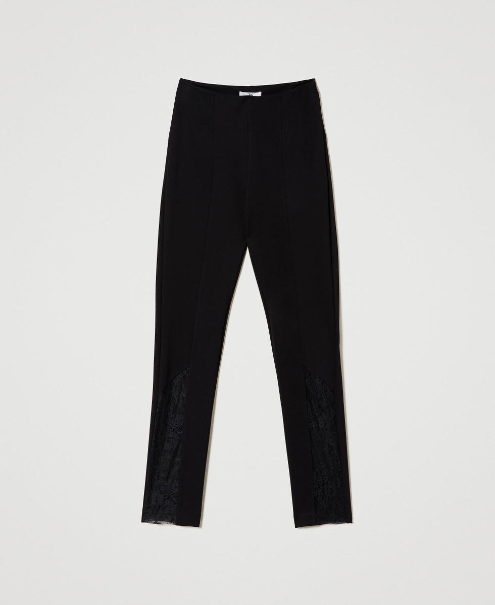 Leggings with lace inserts