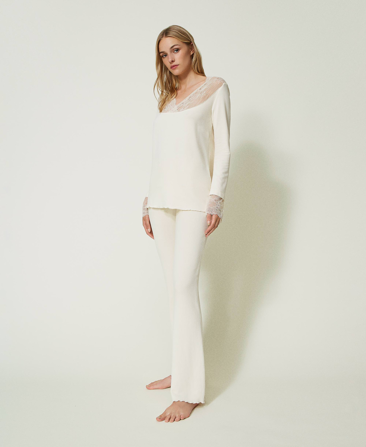 Pigiama Donna Due Pezzi In Cotone 100% – Top A Righe E Pantaloni A Pois – Taglie Forti Disponibili