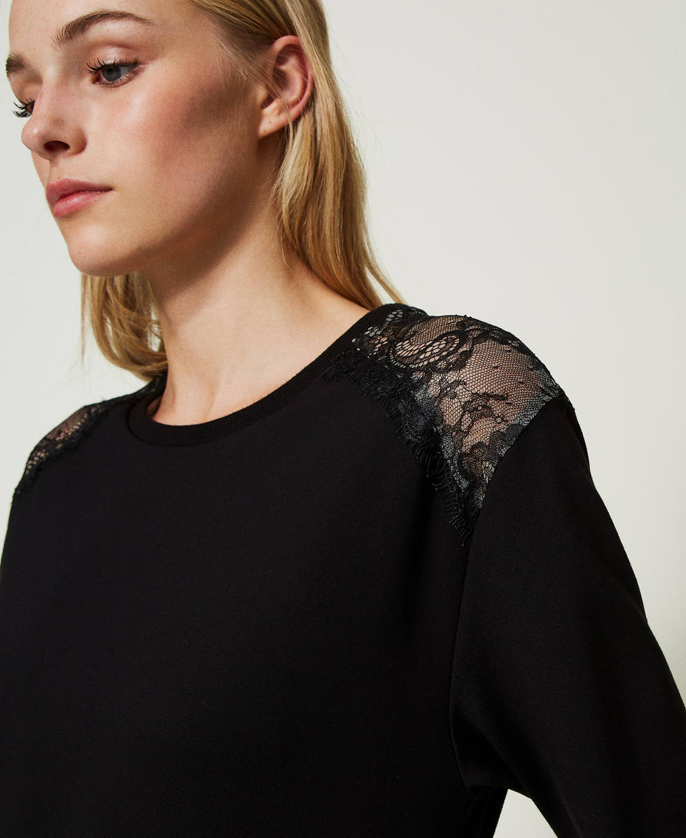 Scuba fabric and lace midi dress
