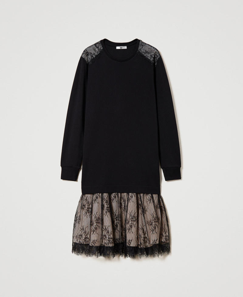 Midikleid aus Scuba und Spitze