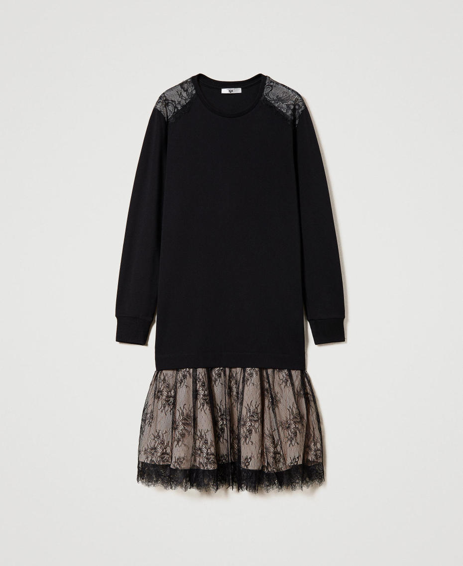 Midikleid aus Scuba und Spitze