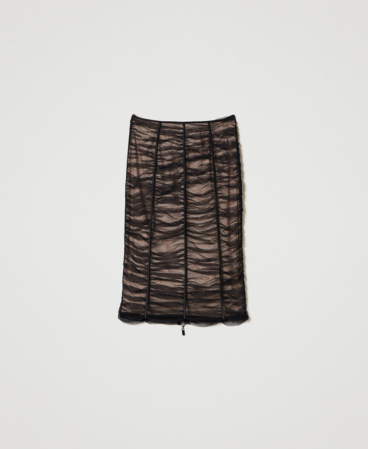 Jupe mi-longue en tulle plissé