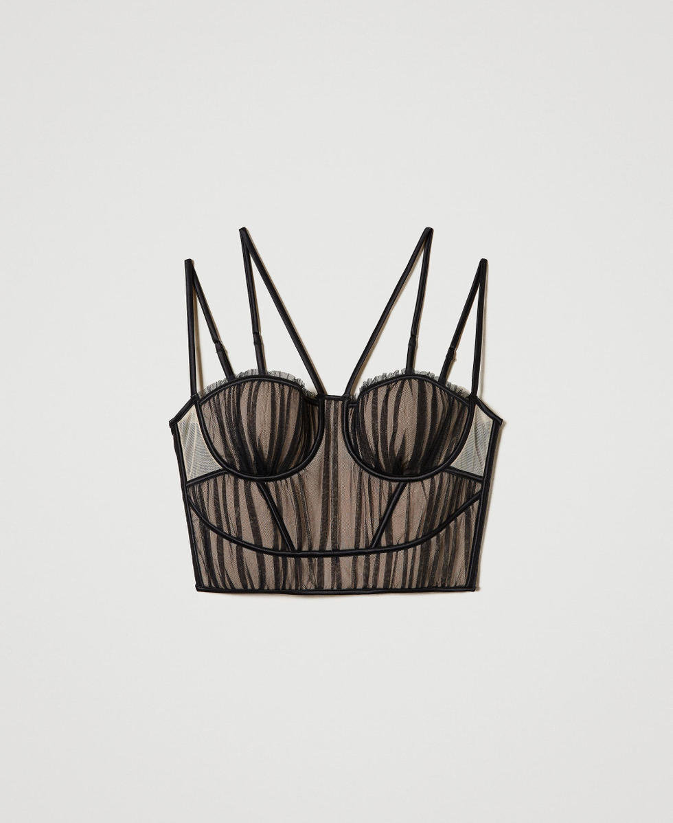 Pleated tulle bustier