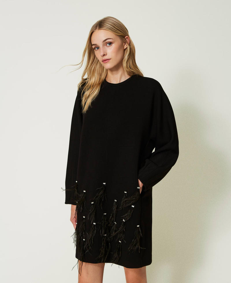 Crop-top fantasia con ricamo - Nero - 12.00
