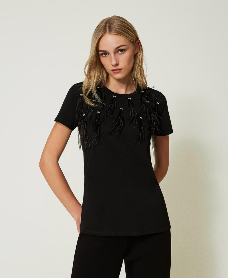 T-shirt with handmade embroidery