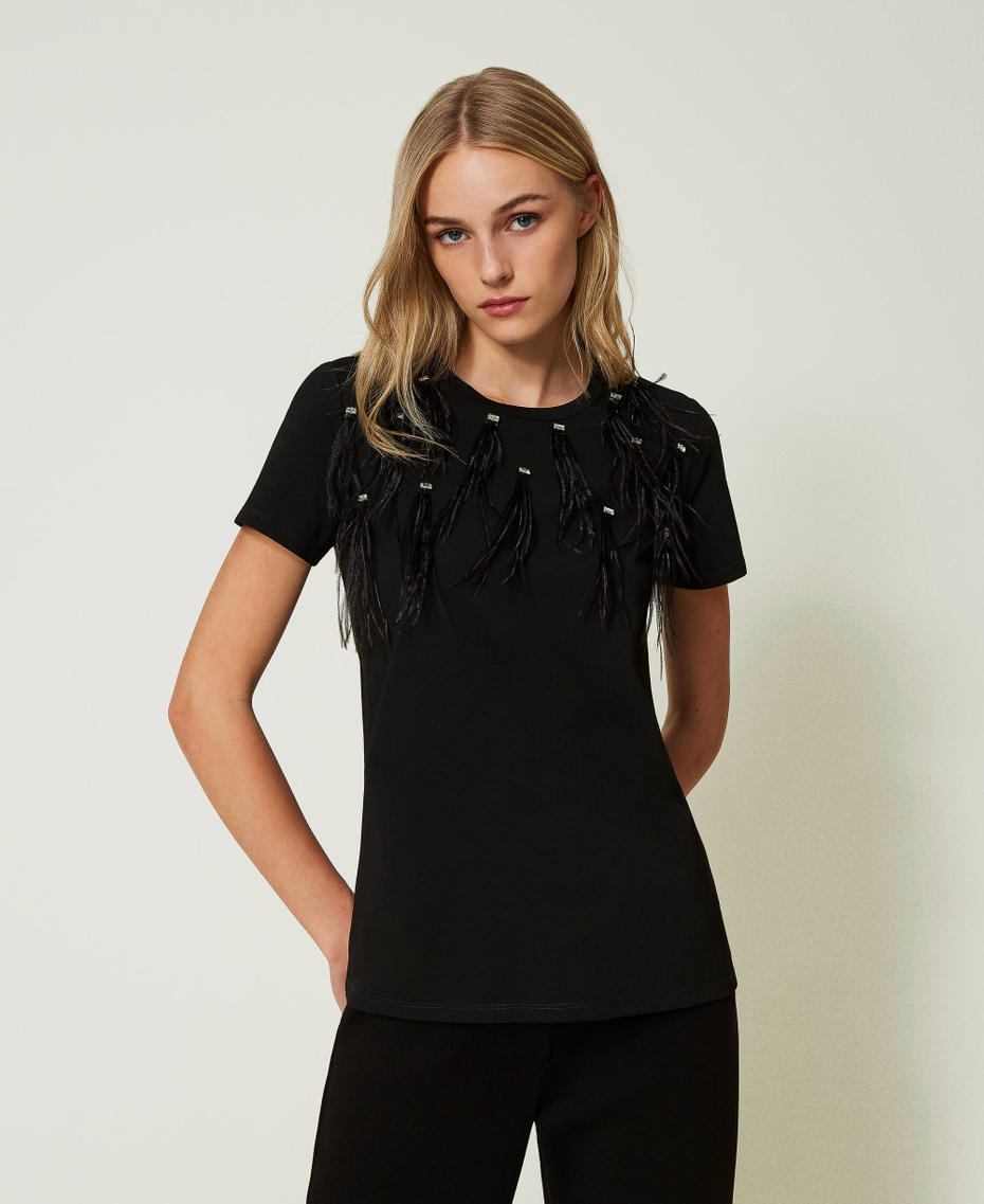 T-shirt with handmade embroidery