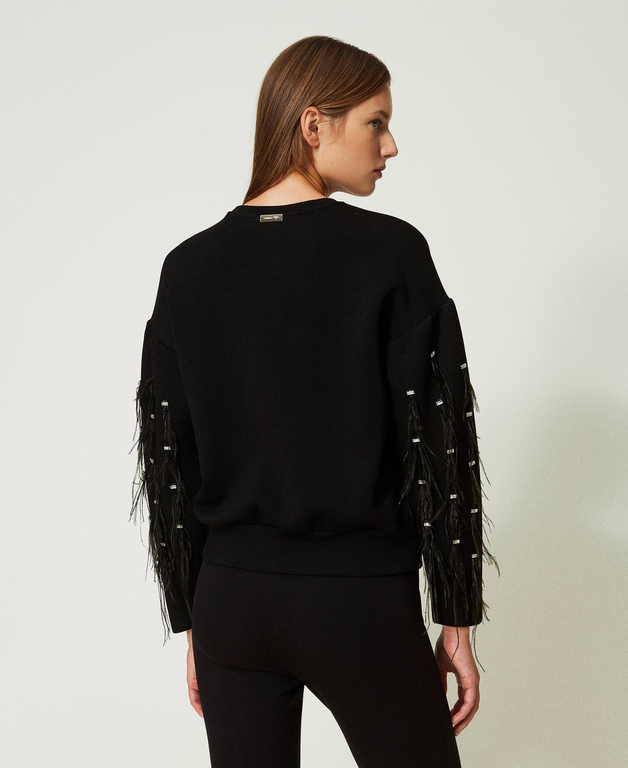 Scuba sweatshirt with handmade embroidery