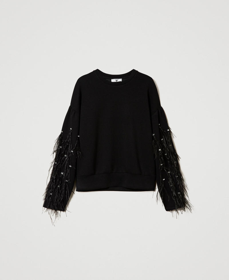 Scuba sweatshirt with handmade embroidery