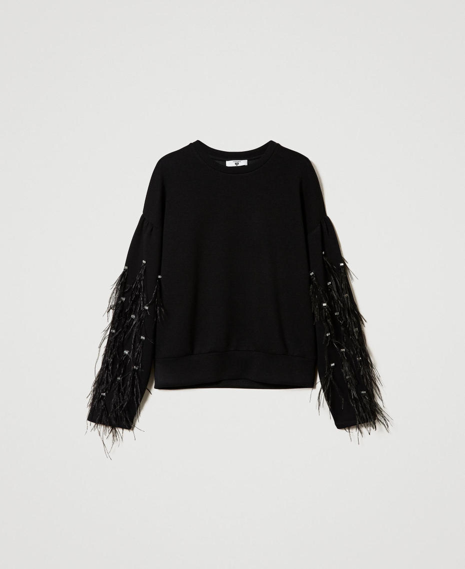 Scuba sweatshirt with handmade embroidery