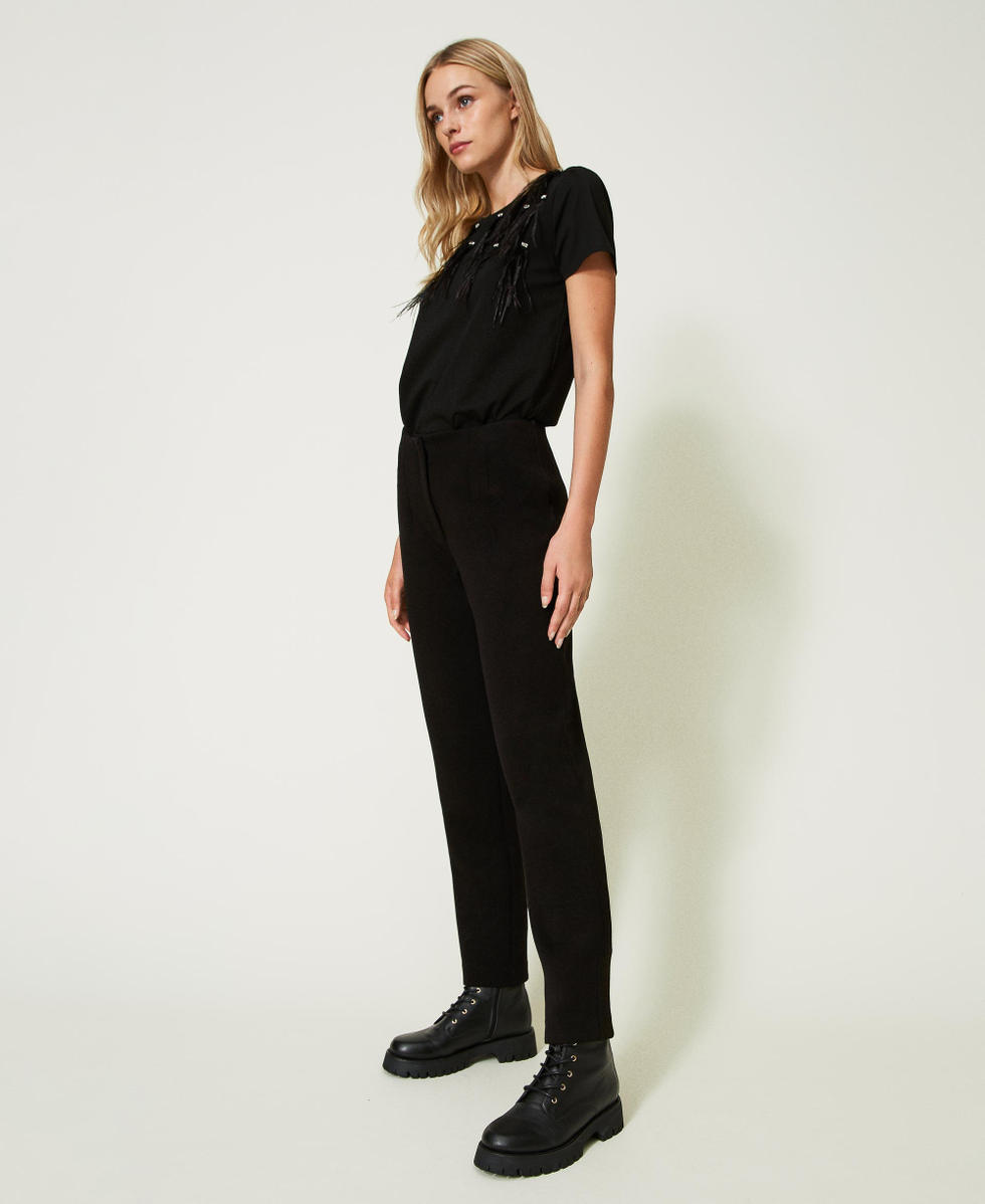 Pantaloni a sigaretta in tessuto scuba Donna Nero TWINSET Milano
