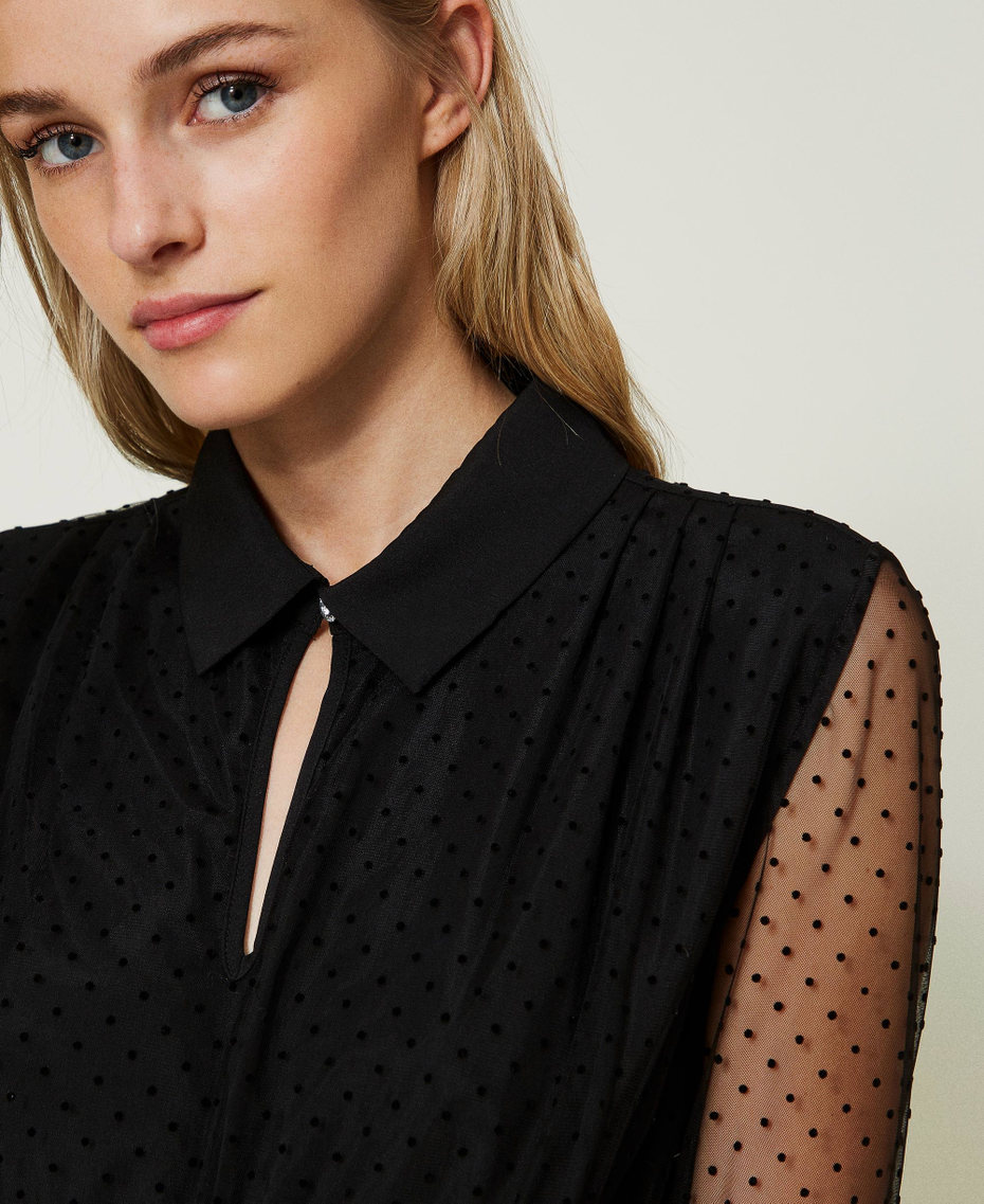 Plumetis tulle midi dress
