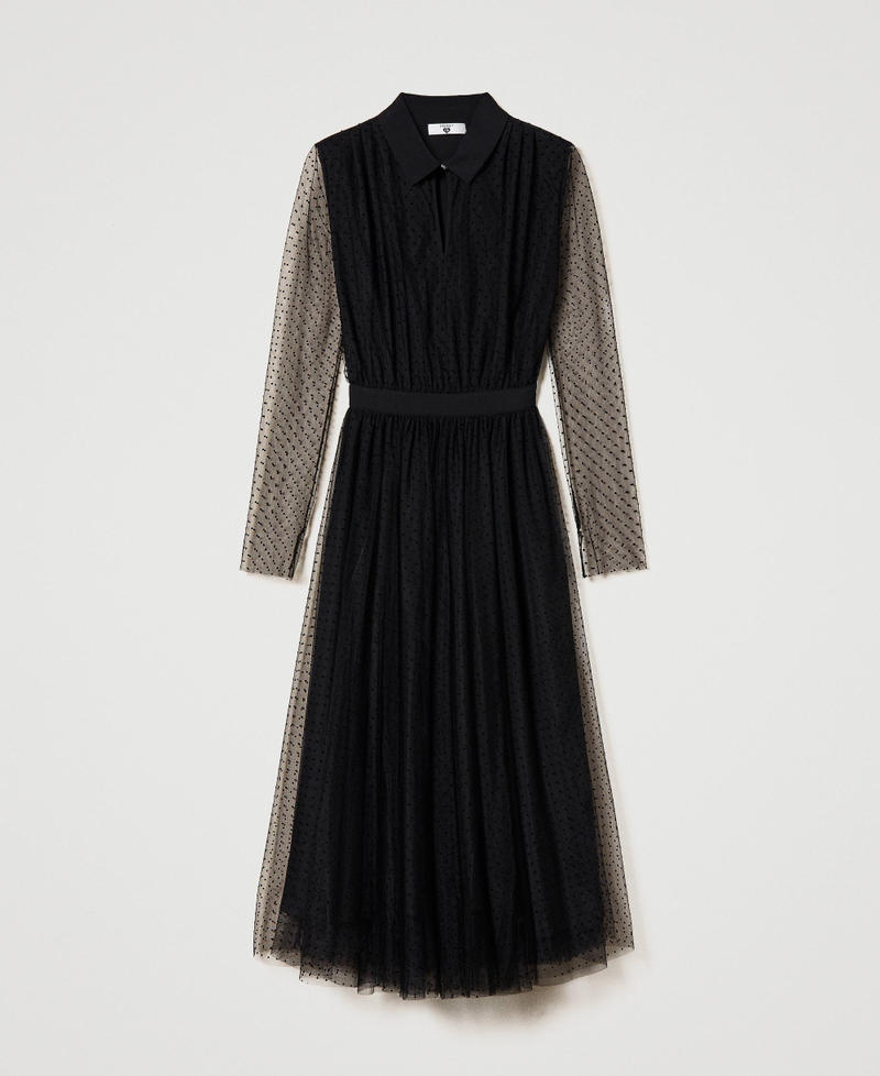 Plumetis tulle midi dress