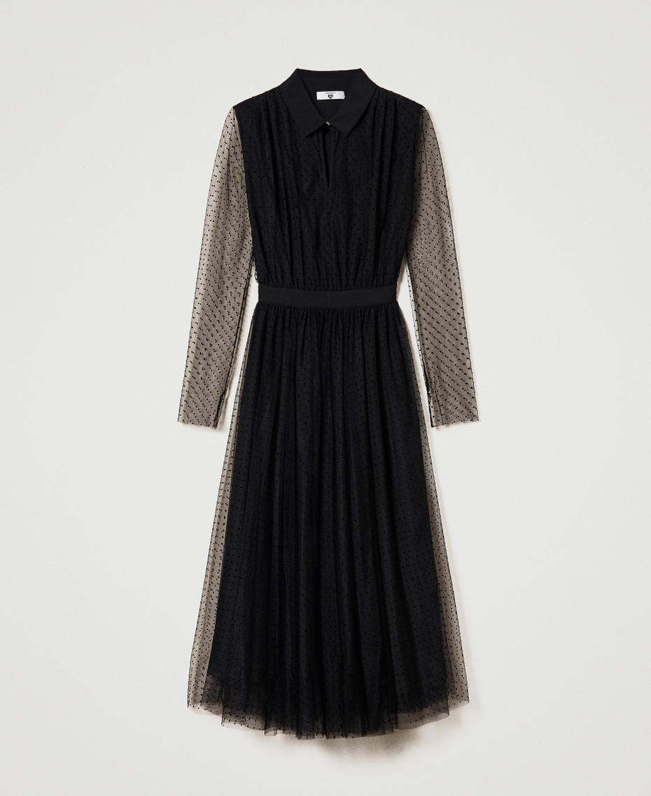 Plumetis tulle midi dress