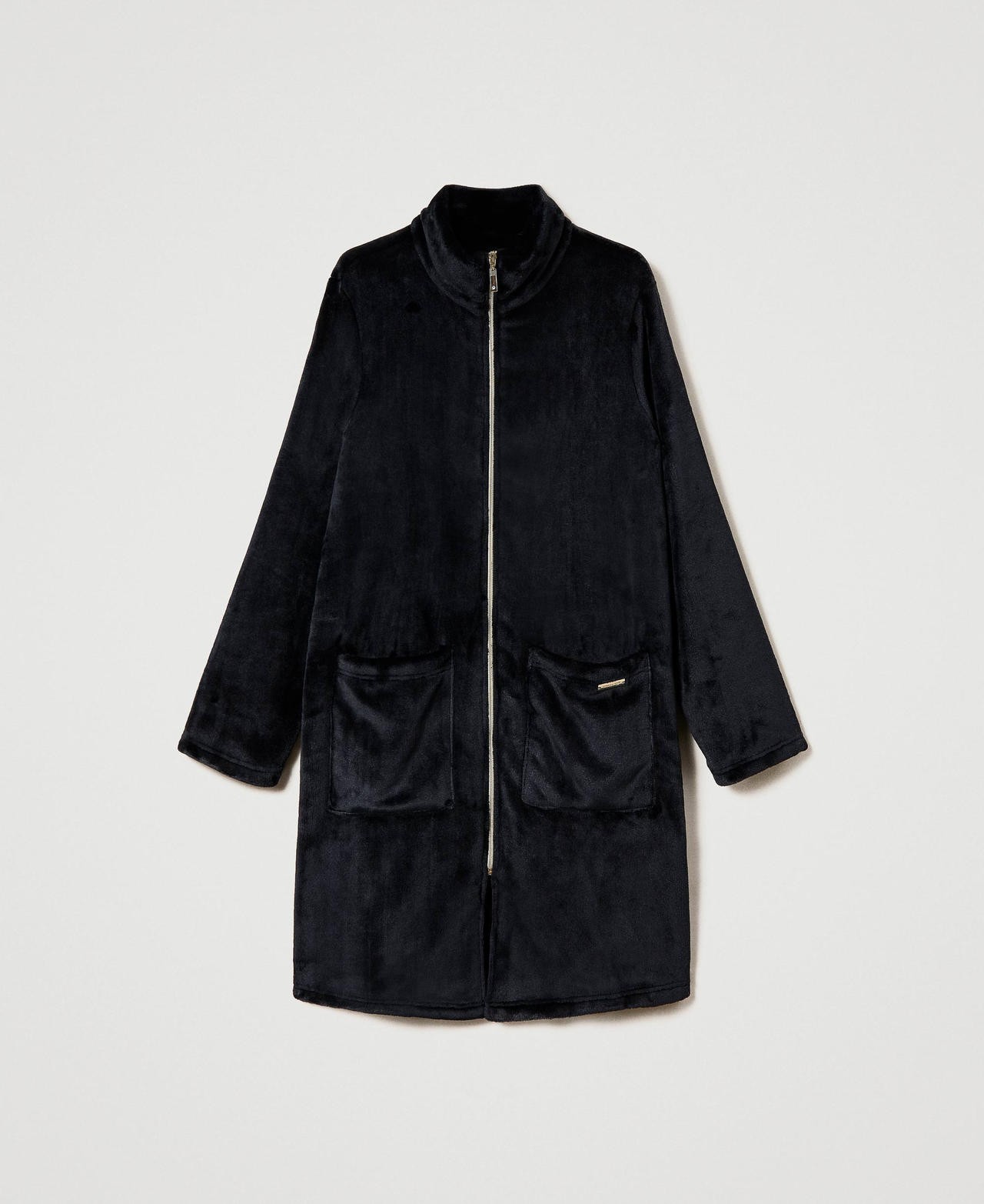 Robe de chambre en fausse fourrure avec fermeture éclair