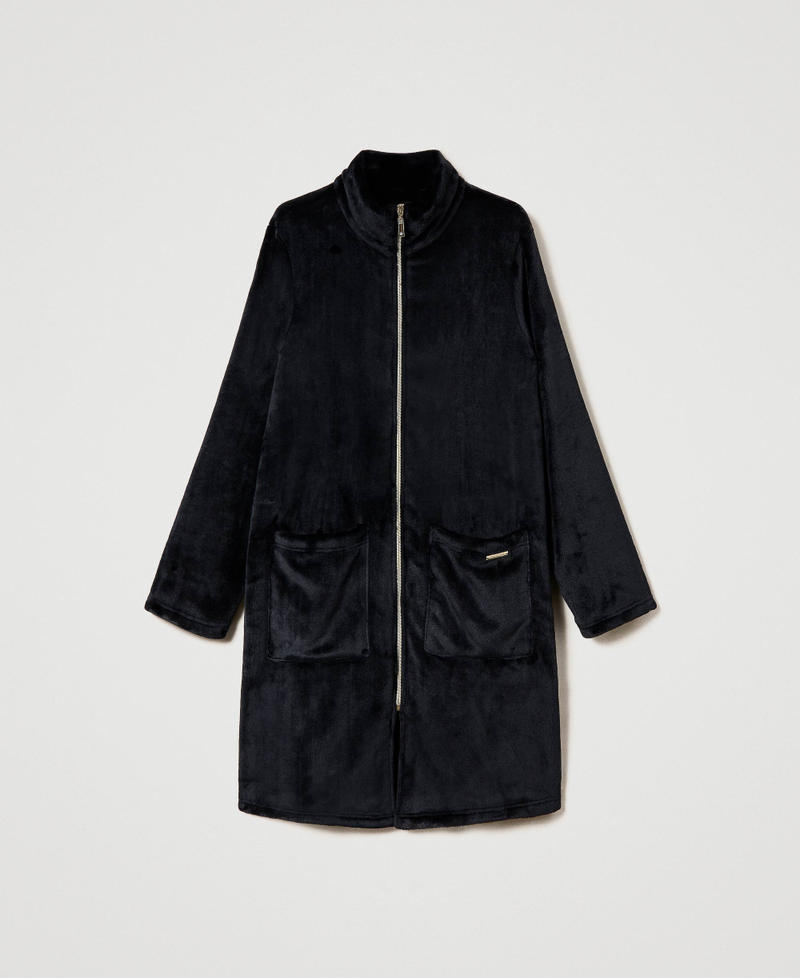 Faux fur dressing gown with zip